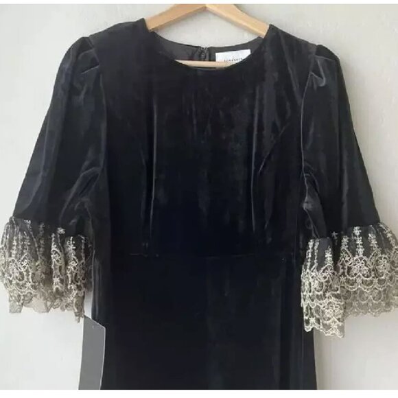 Tuckernuck Pomander Place Women's Black Velvet Lillith Dress, Size L Retail $168 - Picture 5 of 5